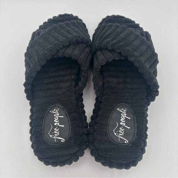 FREE PEOPLE Ibiza Women's Terry Slide Criss Cross Platform Sandals Black Size 6 - Picture 7 of 8